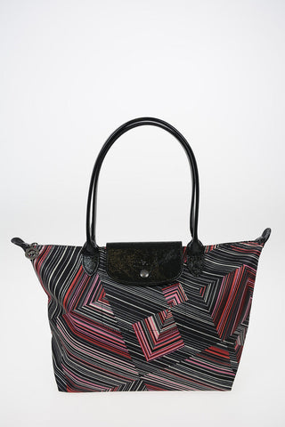 Striped Fabric LE PLIAGE Bag With Double Handle