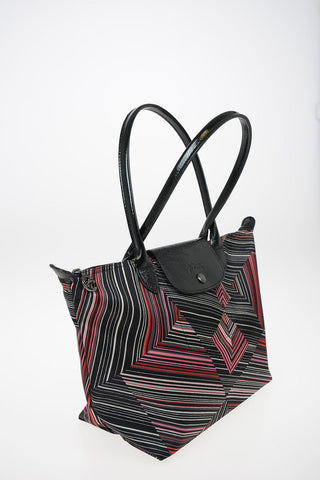 Striped Fabric LE PLIAGE Bag With Double Handle