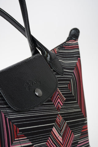 Striped Fabric LE PLIAGE Bag With Double Handle
