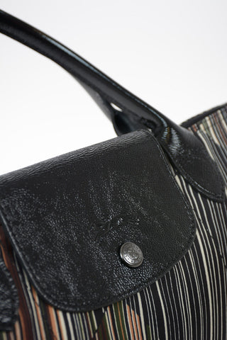 Striped Fabric LE PLIAGE Bag With Double Handle