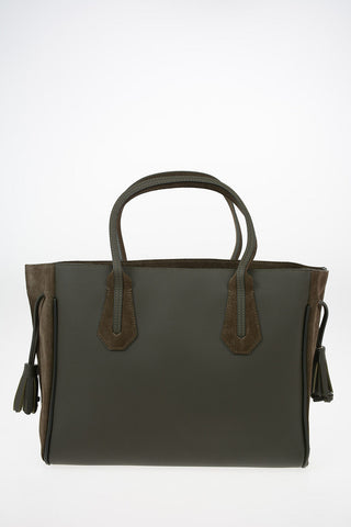 Leather and Suede Tote Bag