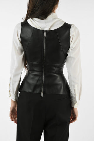 Leather Loose Fit Top With Zip Back Closure