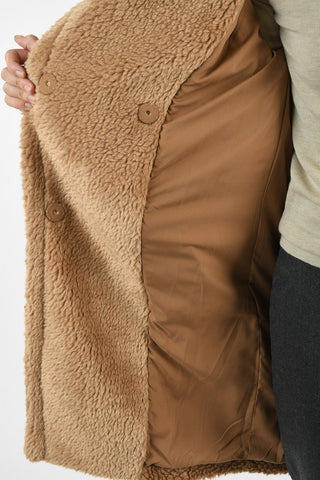 MICHAEL Faux Fur Double Breasted Coat