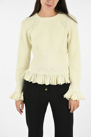 Ribbed Sweater with Frill