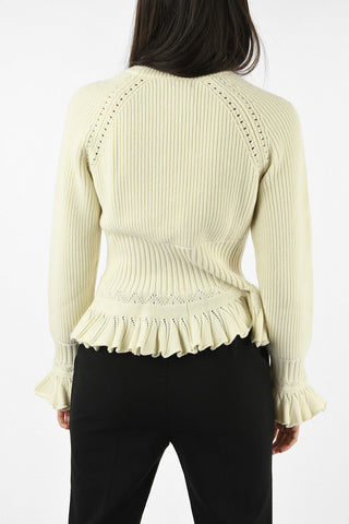 Ribbed Sweater with Frill
