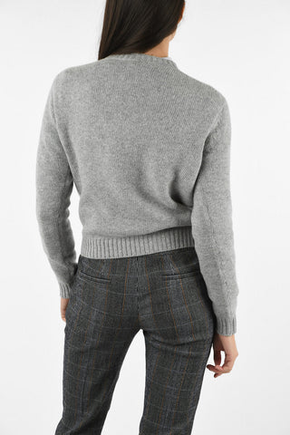Maglia in Lana con Ricami Floreali
