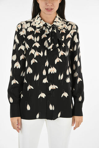 Silk Floral Tie neck Blouse