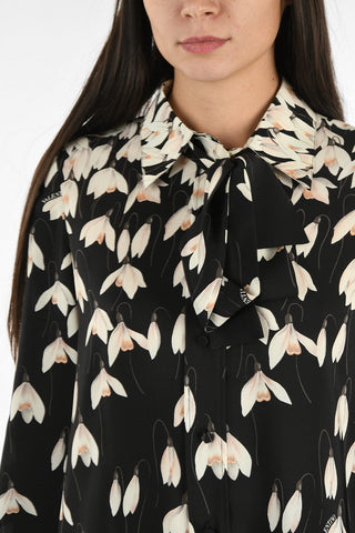 Silk Floral Tie neck Blouse