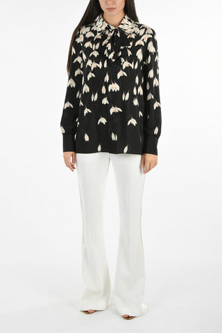 Silk Floral Tie neck Blouse