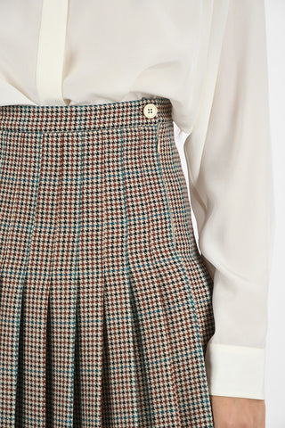 Virgin Wool Wrinkled Houndsthooth Mini Skirt