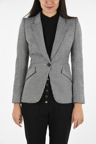 Houndstooth Single Breasted Blazer