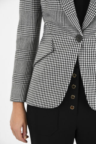 Houndstooth Single Breasted Blazer