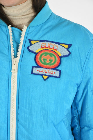 Nylon Embroidered Puffer Bomber
