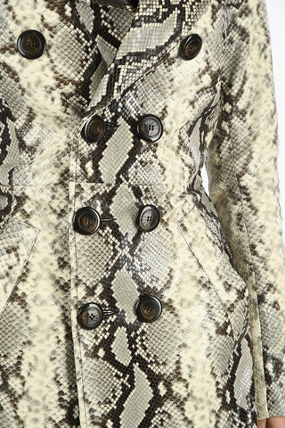 Leather Python Print Trench