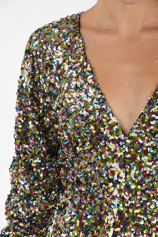 Sequined Plunging Neckline Mini Dress