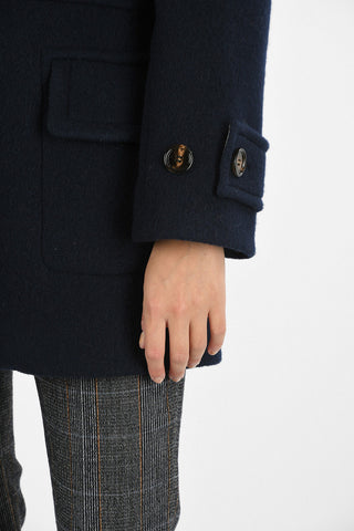 mohair and virgin wool peacoat