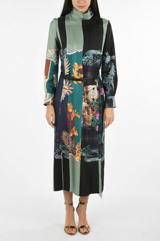 floral-print silk shirtdress
