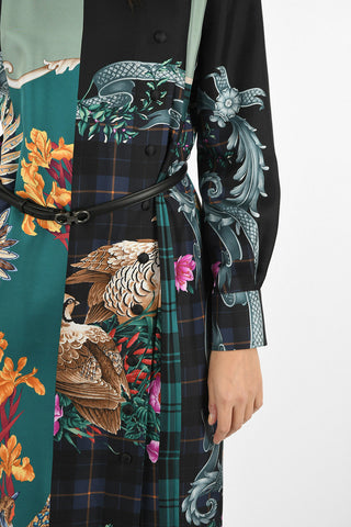 floral-print silk shirtdress