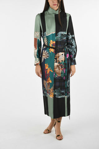 floral-print silk shirtdress
