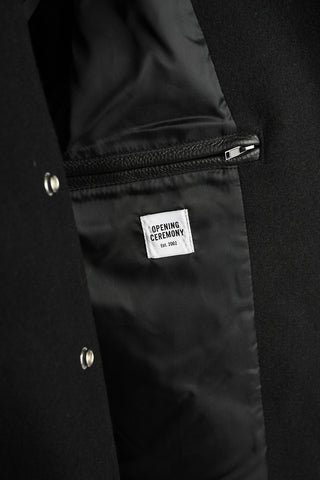 Wool Bomber with Leather Sleeves