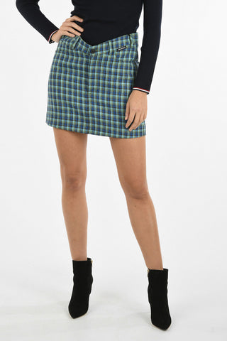 Virgin Wool Checked Mini Skirt