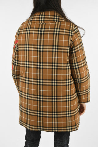 Double Breasted Tartan Printed Down Jacket