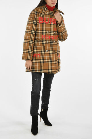 Double Breasted Tartan Printed Down Jacket