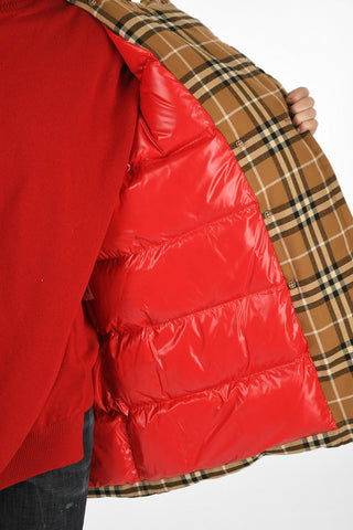 Double Breasted Tartan Printed Down Jacket