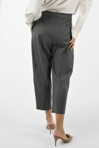 Wool Double Pleat Capri Pant