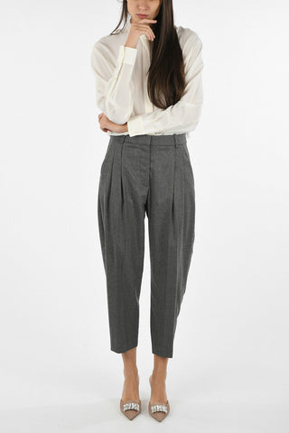 Wool Double Pleat Capri Pant