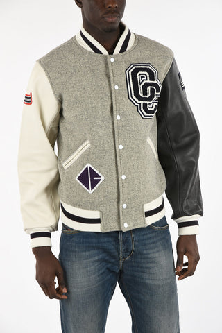 Bomber con Patch e Maniche in Pelle