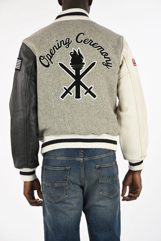Bomber con Patch e Maniche in Pelle