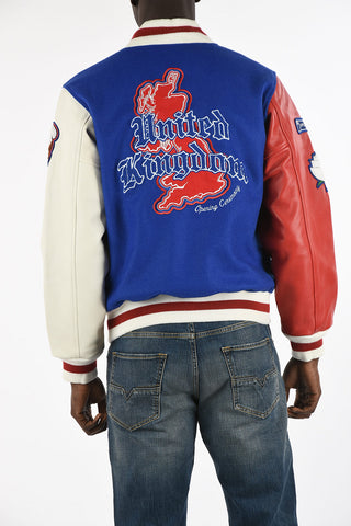 Bomber con Patch e Maniche in Pelle