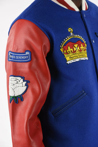 Bomber con Patch e Maniche in Pelle