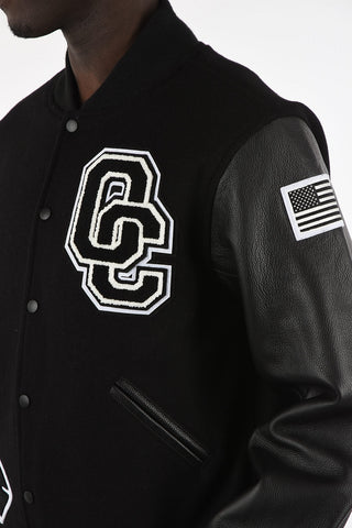 Bomber con Patch e Maniche in Pelle