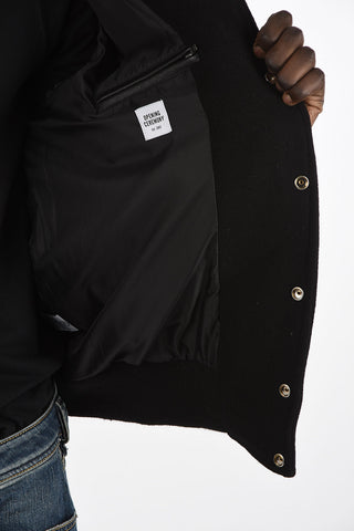 Bomber con Patch e Maniche in Pelle