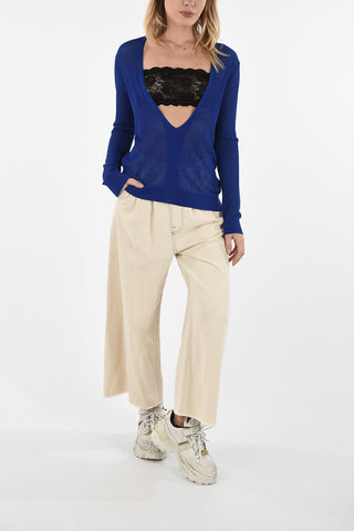 MM4 Ribbed Plunging Neckline Sweater