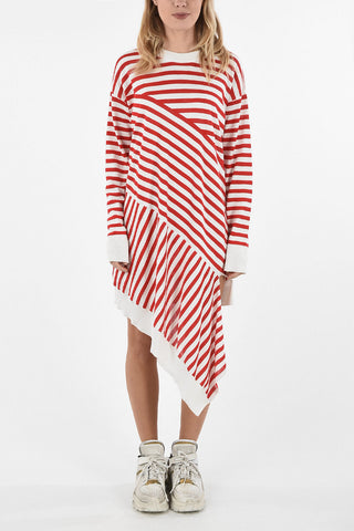MM6 Striped Knit Asymmetric Dress