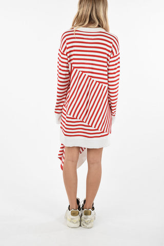 MM6 Striped Knit Asymmetric Dress