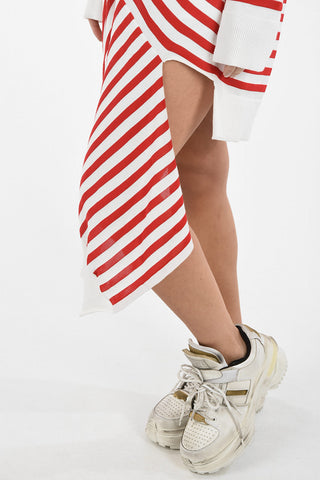 MM6 Striped Knit Asymmetric Dress