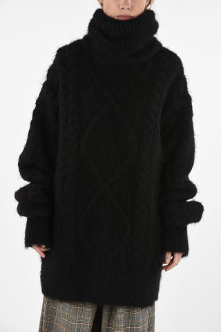 MM0 Knit Turtleneck Above Knee Dress