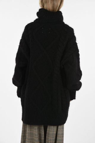MM0 Knit Turtleneck Above Knee Dress