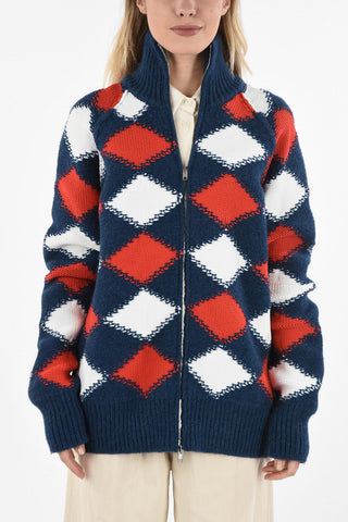 MM1 Argyle Sweater With Zip Closure