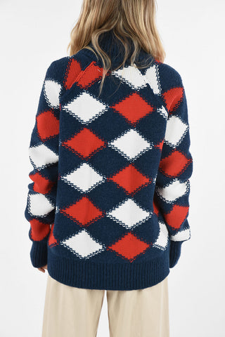 MM1 Argyle Sweater With Zip Closure