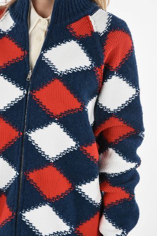 MM1 Argyle Sweater With Zip Closure