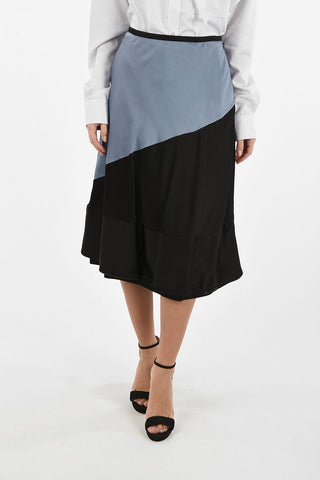 Two Tone Pleated Midi Skirt