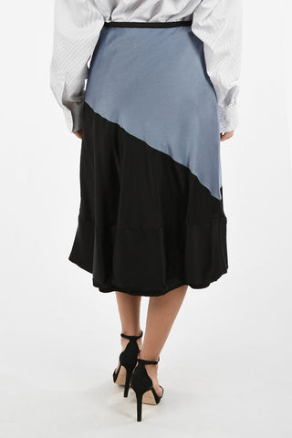 Two Tone Pleated Midi Skirt