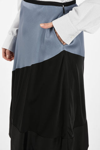 Two Tone Pleated Midi Skirt