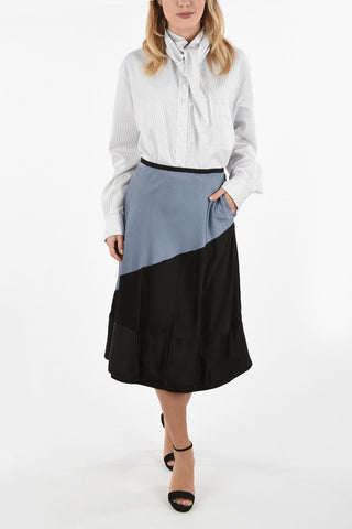 Two Tone Pleated Midi Skirt