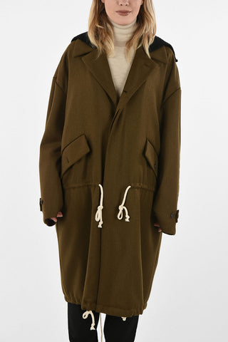 Parka Coat With Flap Pockets And Drawstring